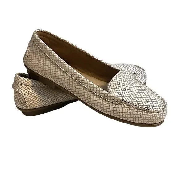 Aerosoles Snake Print Loafer Beige Slip On Nu Day Shoes SZ 6 Comfy Casual - Picture 8 of 10